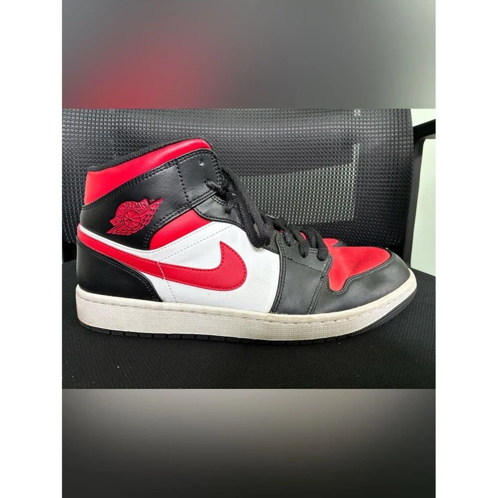 Nike Air Jordan 1 Mid White Bred Toe MENS Sz 12 #554724-079